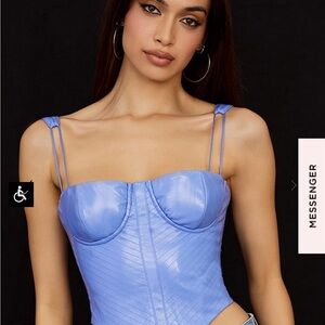 House of CB CORNFLOWER BLUE VEGAN LEATHER CORSET.